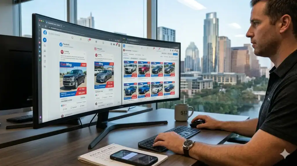 Social Media Inventory Marketing Austin for local car dealerships using CarsMeg digital strategies
