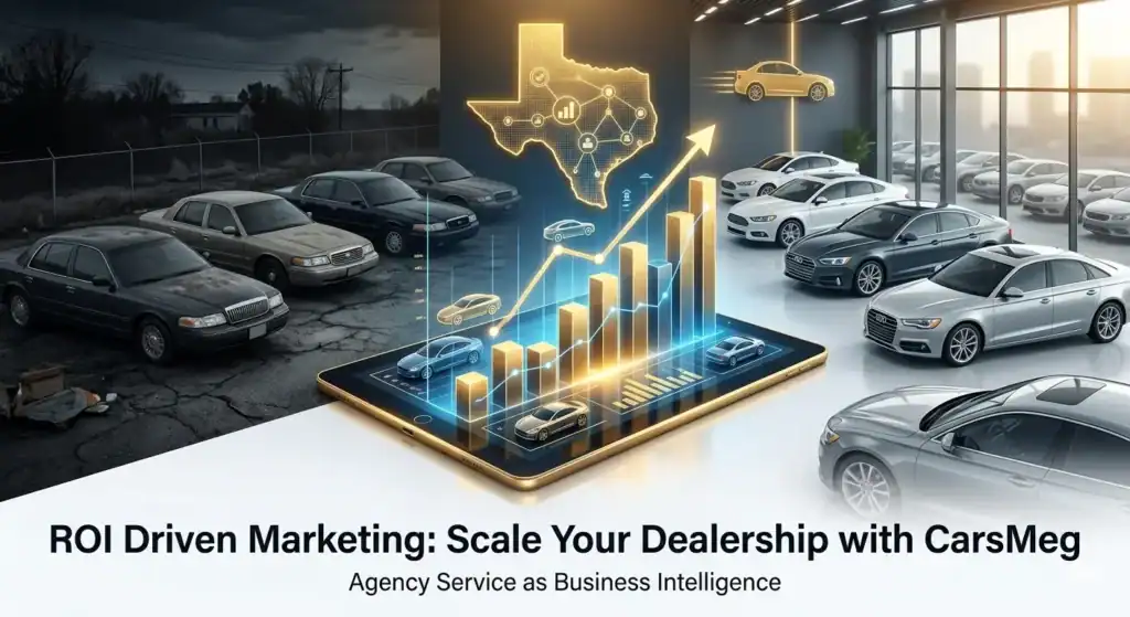 Digital marketing growth chart for Texas used car dealerships showing inventory intelligence and search visibility.